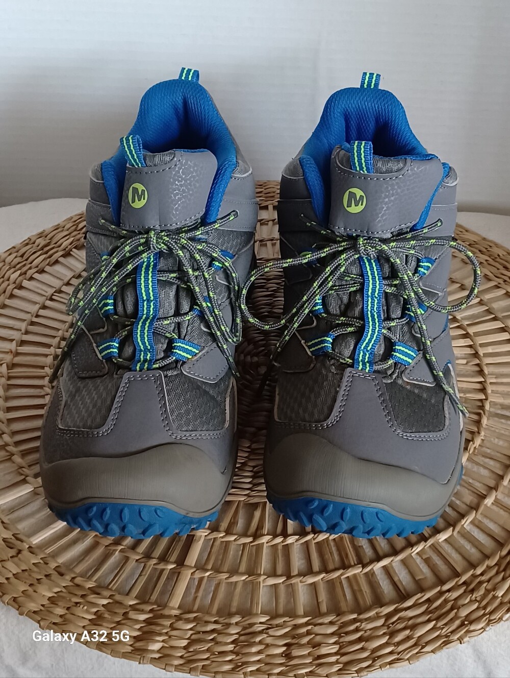 Merrell Kids' Chameleon 7 Access Mid Waterproof Hiking Boots Grey/Blue Size 7 M